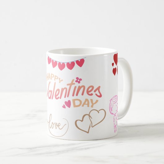 Frohe Valentinstag Liebesherzen Kaffeetasse (VorderseiteRechts)