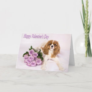 Frohe Valentinstag Lila Rosen & Welpe Feiertagskarte