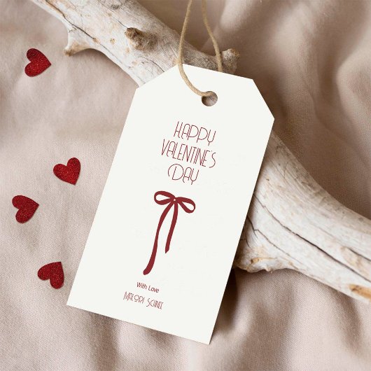 Frohe Valentinstag – Minimaler Schleifenbogen Geschenkanhänger