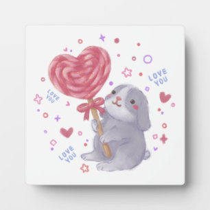 Frohe Valentinstag mit Bunny & Lollipop Fotoplatte