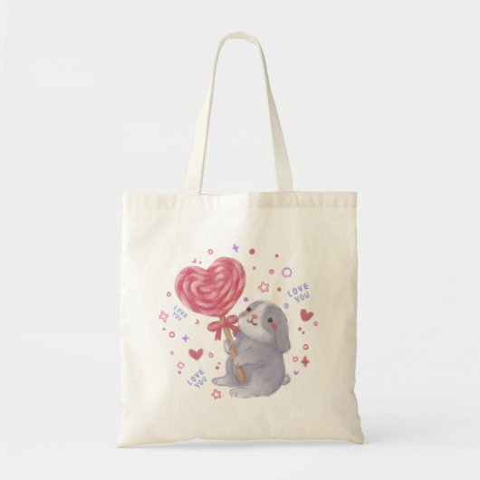 Frohe Valentinstag mit Bunny & Lutscher Tragetasche (Vorne)