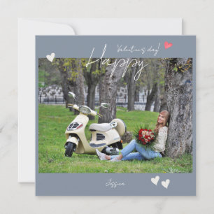 Frohe Valentinstag Modern Script Foto Dankeskarte