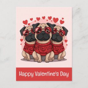 Frohe Valentinstag Mops-Hunde Postkarte