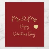 Frohe Valentinstag Mr & Mrs Weinetikett (Einzelnes Label)