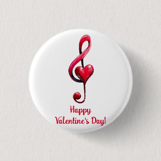 Frohe Valentinstag-Musik der Liebe Button (Vorderseite)