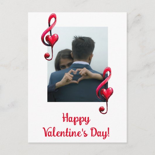 Frohe Valentinstag-Musik der Liebe Postkarte (Vorderseite)