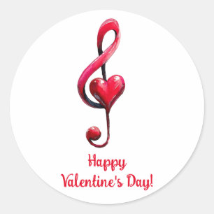 Frohe Valentinstag-Musik der Liebe Runder Aufkleber