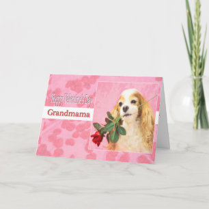 Frohe Valentinstag Oma mit Hund und Rose Feiertagskarte