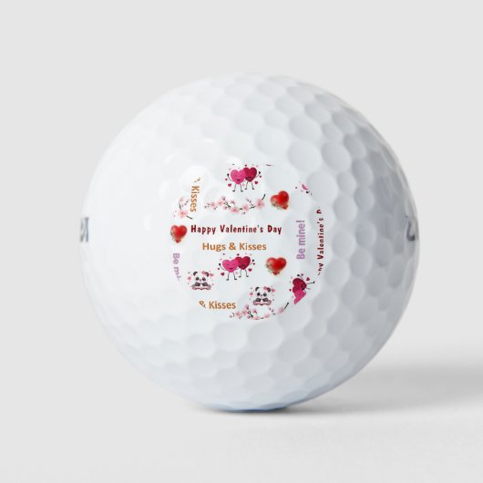 Frohe Valentinstag Paar Herzen Golfball (Vorderseite)