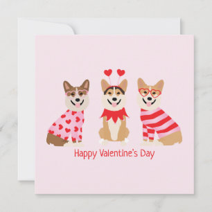 Frohe Valentinstag Pembroke Welsh Corgi Hunde Einladung