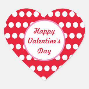 Frohe Valentinstag Polka Dot Herz Sticker