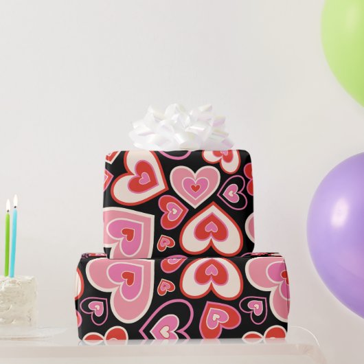 Frohe Valentinstag Retro-Herz Geschenkpapier (Partygeschenke)