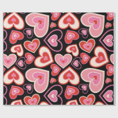 Frohe Valentinstag Retro-Herz Geschenkpapier (Flach)