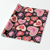 Frohe Valentinstag Retro-Herz Geschenkpapier (Ungerollt)
