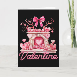 Frohe Valentinstag Retro-Kamin rosa Herzen Karte