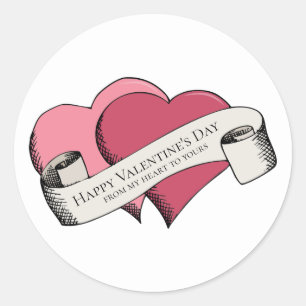 Frohe Valentinstag-Rosa-Herzen Runder Aufkleber