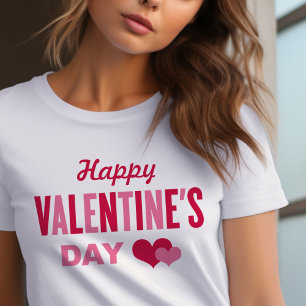 Frohe Valentinstag-Rosa-Herzen T-Shirt