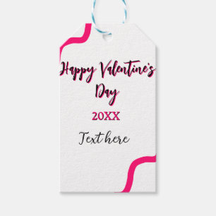 Frohe Valentinstag rosa schwarze Spirale fett Buch Geschenkanhänger
