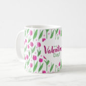 Frohe Valentinstag Rosa Tulpen Kaffeetasse (Vorderseite Links)
