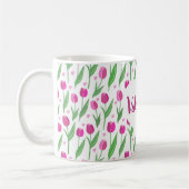 Frohe Valentinstag Rosa Tulpen Kaffeetasse (Links)