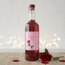 Frohe Valentinstag-Rose Benutzerdefiniertes Weinla