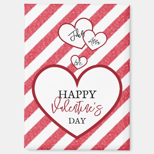 Frohe Valentinstag Rote Herzen Kreidestriche Magnet (Vorderseite)
