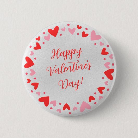 Frohe Valentinstag-Schmetterlinge Kreis der Herzen Button (Vorderseite)