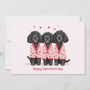 Frohe Valentinstag schwarze Standard Pudel Hunde Feiertagskarte