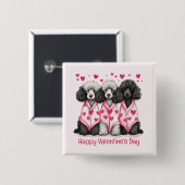 Frohe Valentinstag Standard Poodle Hunde Button (Vorne & Hinten)