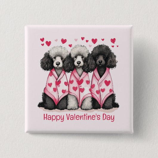 Frohe Valentinstag Standard Poodle Hunde Button (Vorderseite)