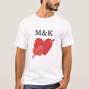 Frohe Valentinstag süße Liebesherzen Monogramm T-Shirt