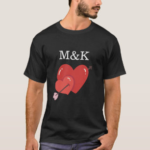 Frohe Valentinstag süße Liebesherzen Monogramm T-Shirt