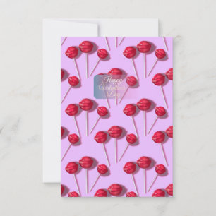 Frohe Valentinstag Süße Lollipop-Muster Rosa C Dankeskarte