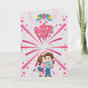 Frohe Valentinstag süße Paare Illustration Karte