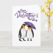 Frohe Valentinstag Süße Pinguine Karte (Gelbe Blume)