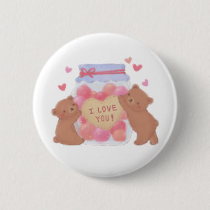 Frohe Valentinstag Süße Teddybären Button