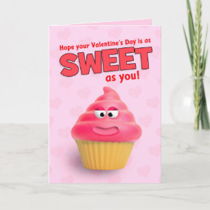 Frohe Valentinstag Süßer Rosa Cupcake Humor Feiertagskarte