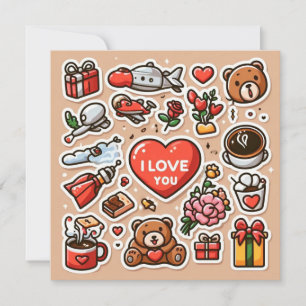 Frohe Valentinstag Symbole Feiertagskarte