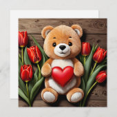 Frohe Valentinstag Teddybär Feiertagskarte (Vorne/Hinten)
