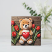 Frohe Valentinstag Teddybär Feiertagskarte (Stehend Vorderseite)