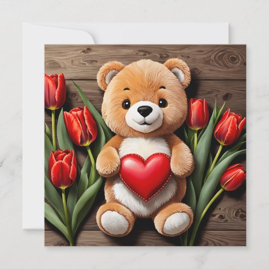 Frohe Valentinstag Teddybär Feiertagskarte (Vorderseite)