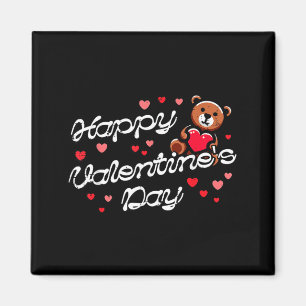 Frohe Valentinstag Teddybär Herz Niedliche Kinder  Magnet