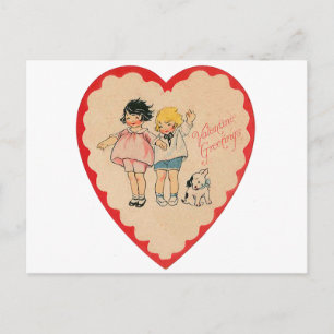 Frohe Valentinstag Vintage Old School Liebe Feiertagspostkarte
