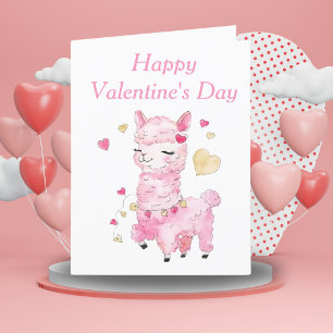 Frohe Valentinstag Wasserfarben Lama Feiertagskarte