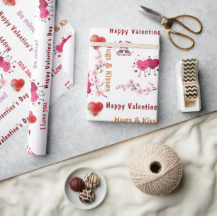 Frohe Valentinstag-Wrap-Papier-Paar-Herzen Geschenkpapier