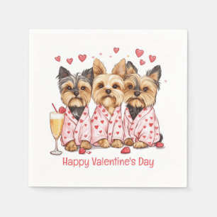 Frohe Valentinstag Yorkie Hunde Serviette