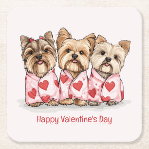 Frohe Valentinstag Yorkshire Terrier Hunde Rechteckiger Pappuntersetzer