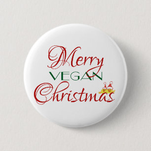 Frohe vegane Weihnachten Button