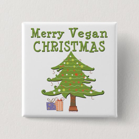 Frohe Vegane Weihnachten Button (Vorderseite)