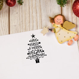 Frohe Vegane Weihnachten, Christbaum, Gummistempel